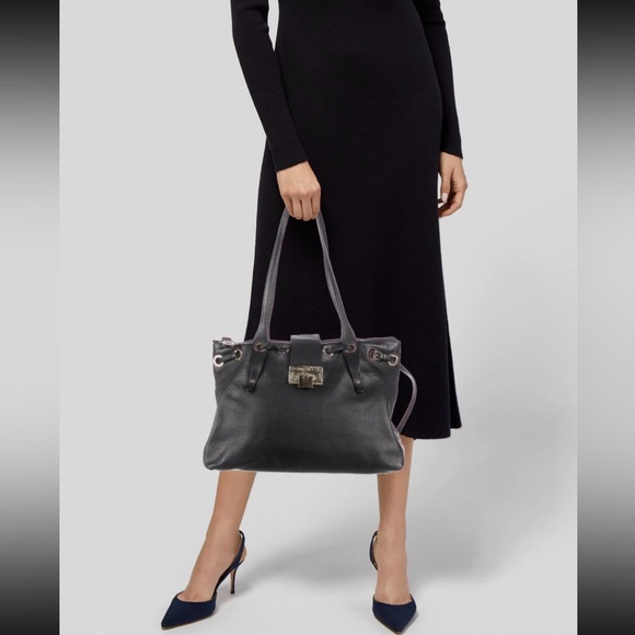 Jimmy Choo Rhea Black Leather Shoulder Bag